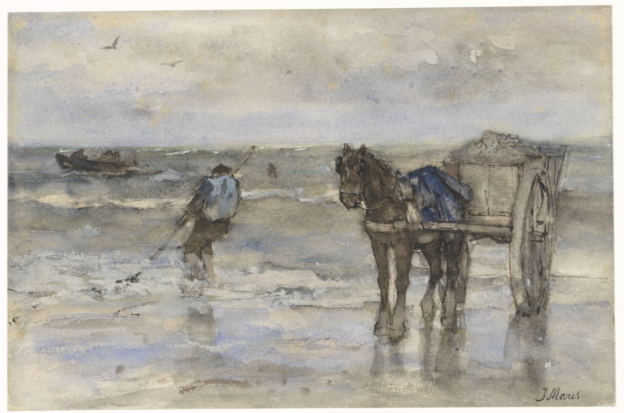 Skalfiskare på stranden av Jacob Maris