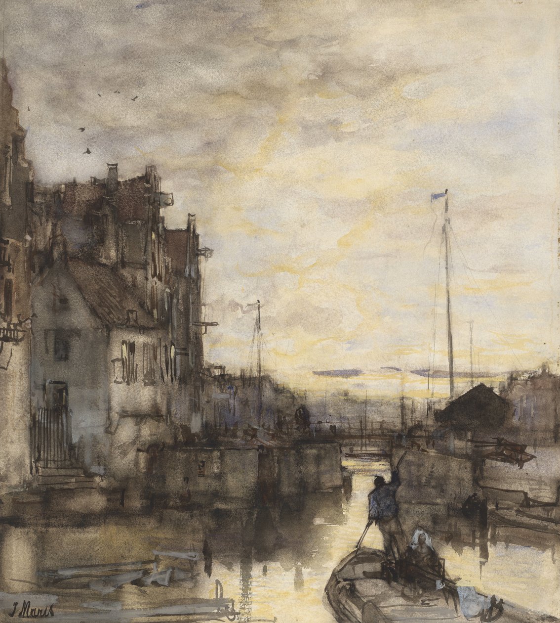 Stadsbild på natten av Jacob Maris