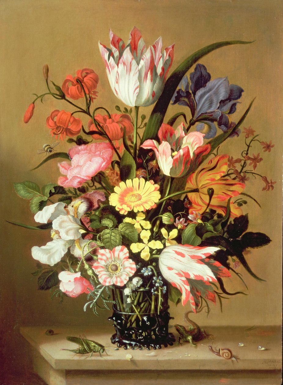Blommor i en vas, 1635 av Jacob Marrel
