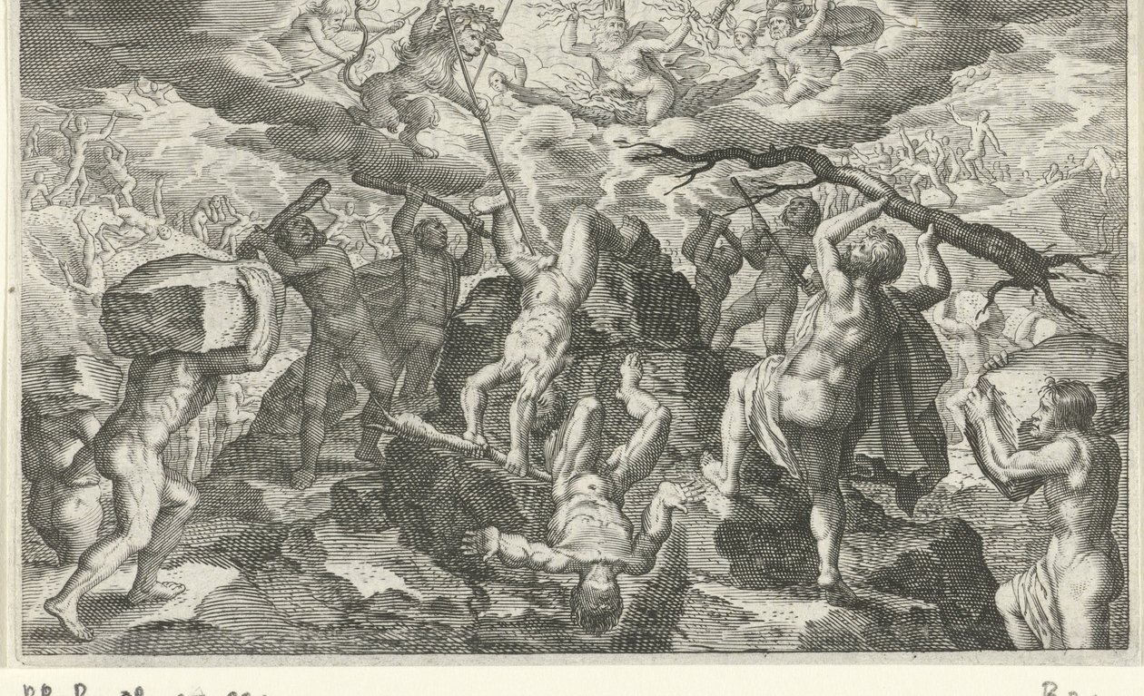 Bacchus hjälper till att besegra titanerna av Jacob Matham