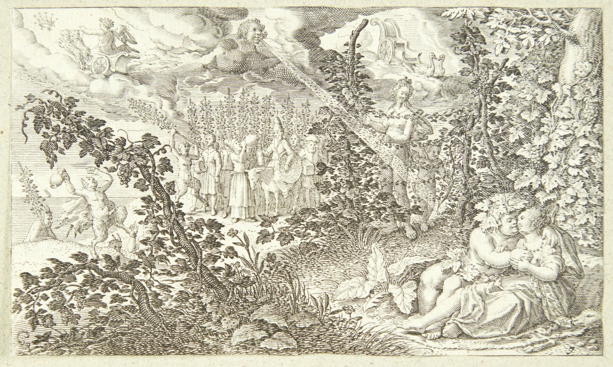 Bacchus och Ariadne av Jacob Matham