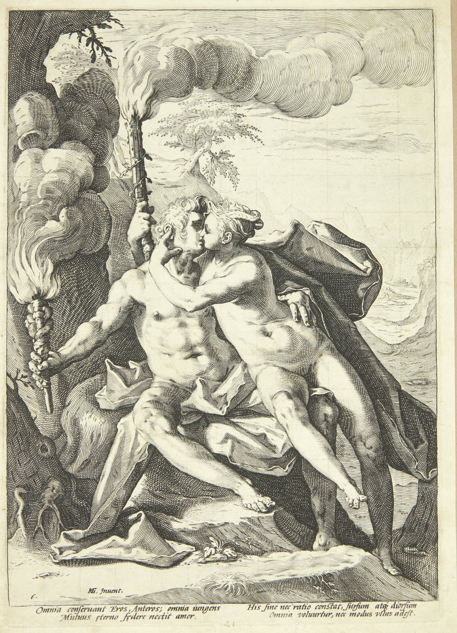 Eros och Anteros av Jacob Matham