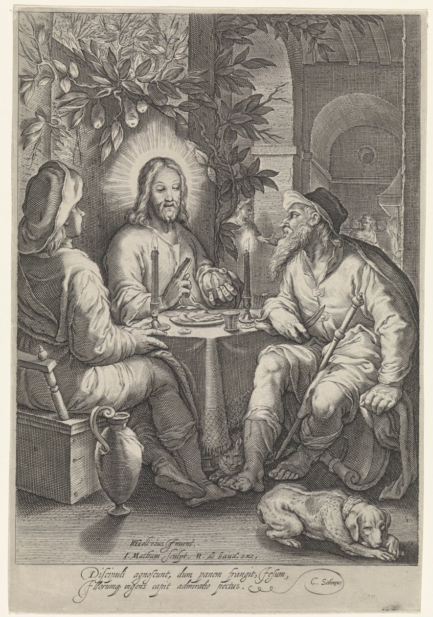 Måltid i Emmaus av Jacob Matham