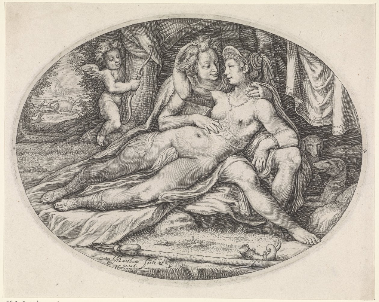 Venus och Adonis av Jacob Matham