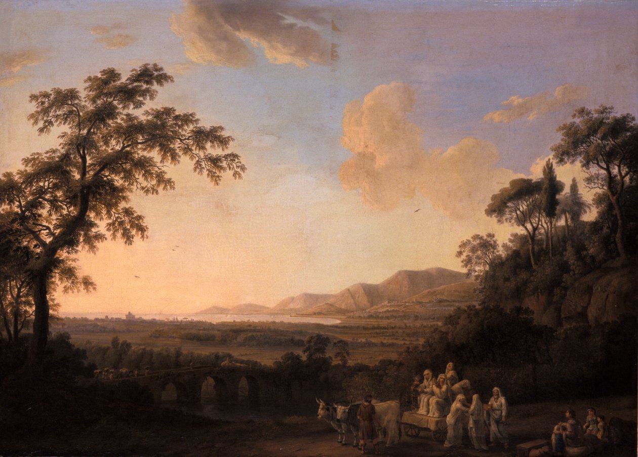 Idylliskt landskap i skymningen, 1782 av Jacob Philippe Hackert