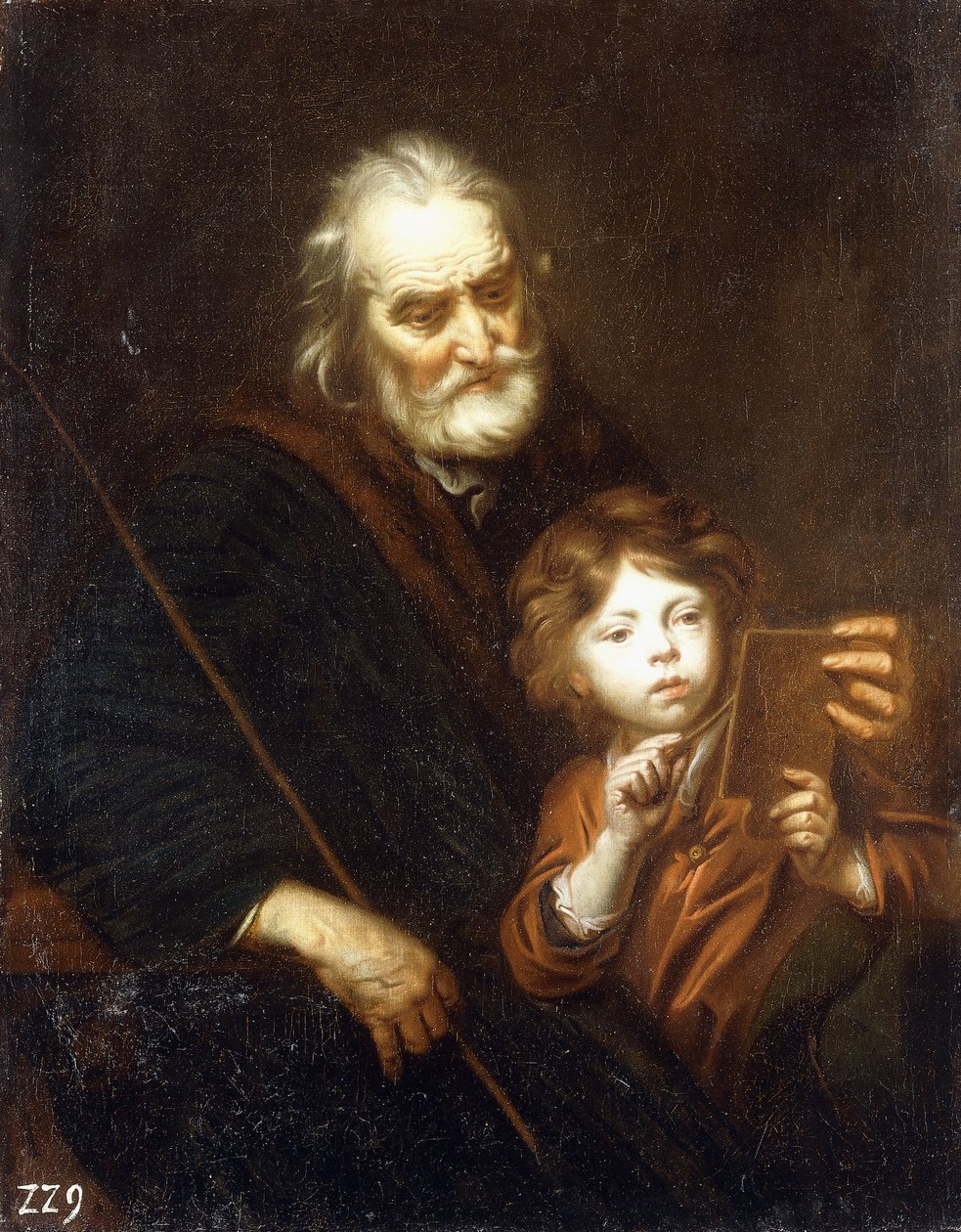 En skolmästare som lär en pojke att rita av Jacob Potma