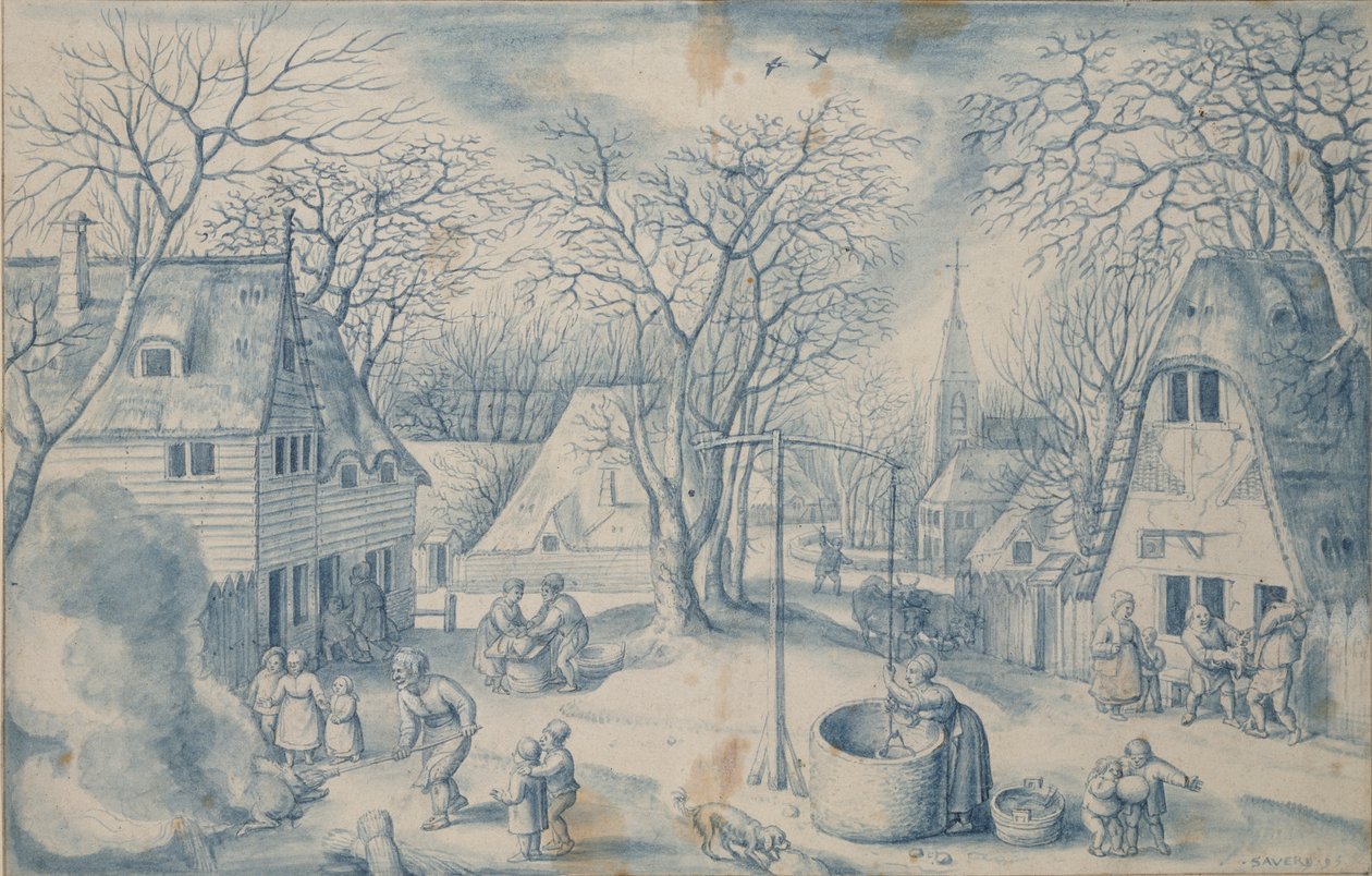 En byscen: Vinter, 1500-talet av Jacob Savery I