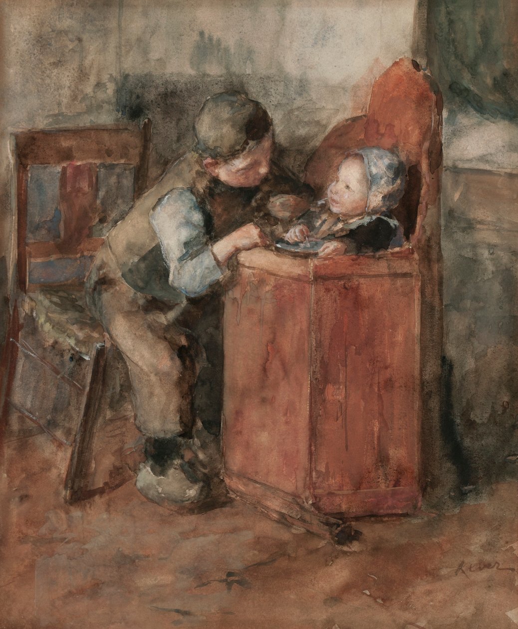 Brotherly Love (wc på papper) av Jacob Simon Kever