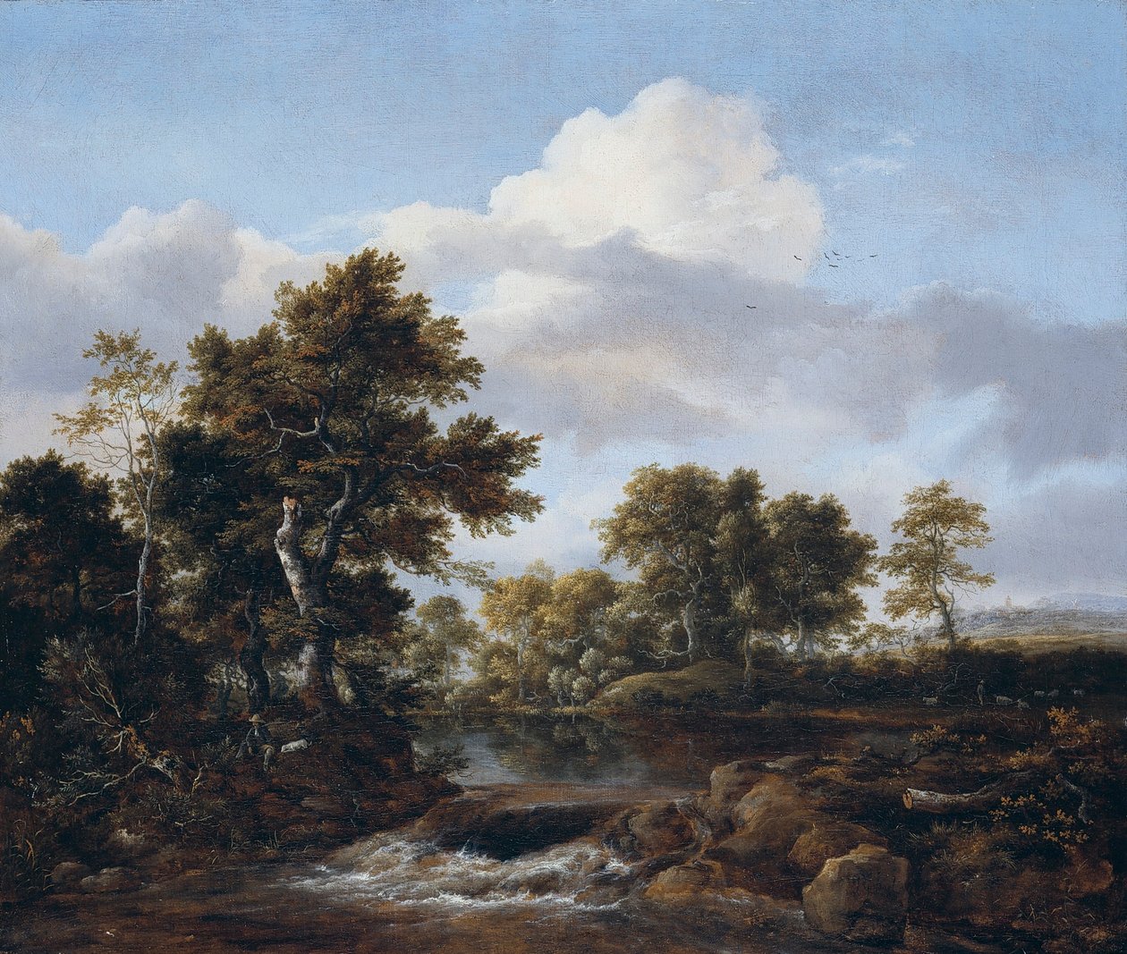 Skogsklädd landskap med en bäck av Jacob van Ruisdael