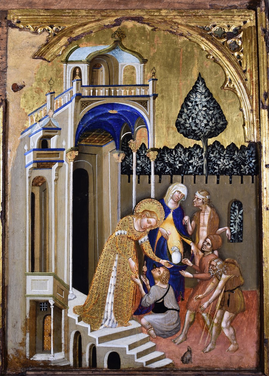 Lucia ger allmosa, c.1410. av Jacobello del Fiore.