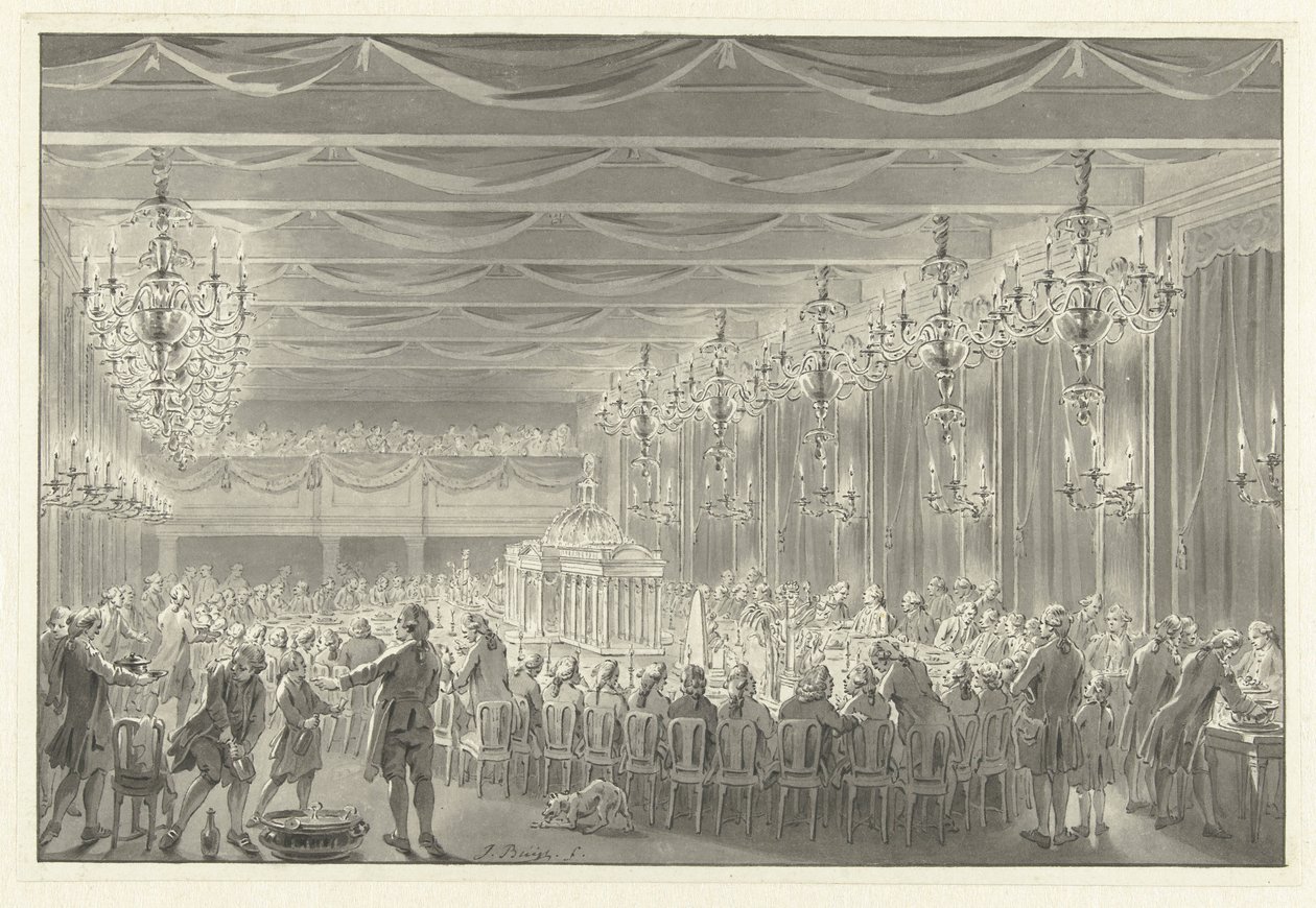 Alliansmåltid i Amsterdam, 1786 av Jacobus Buys (signed by artist)