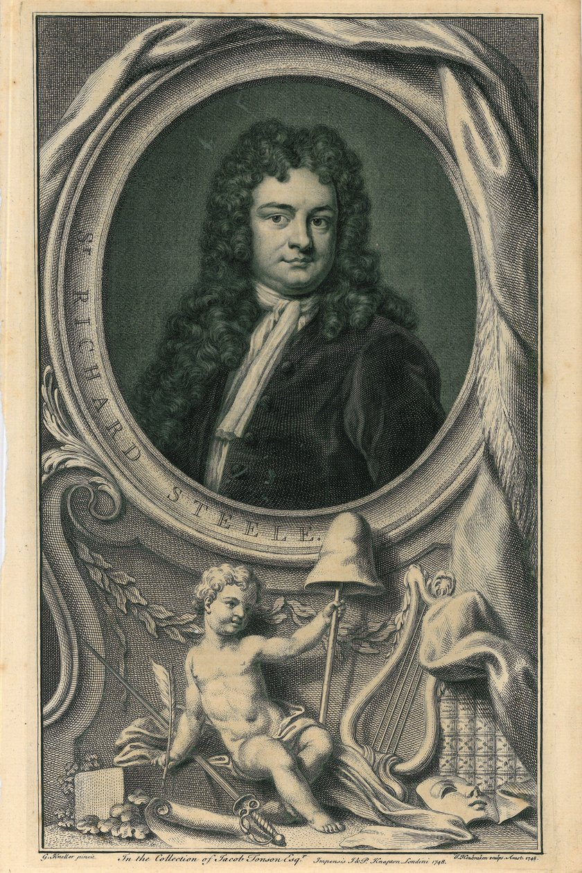 Sir Richard Steele av Jacobus Houbracken