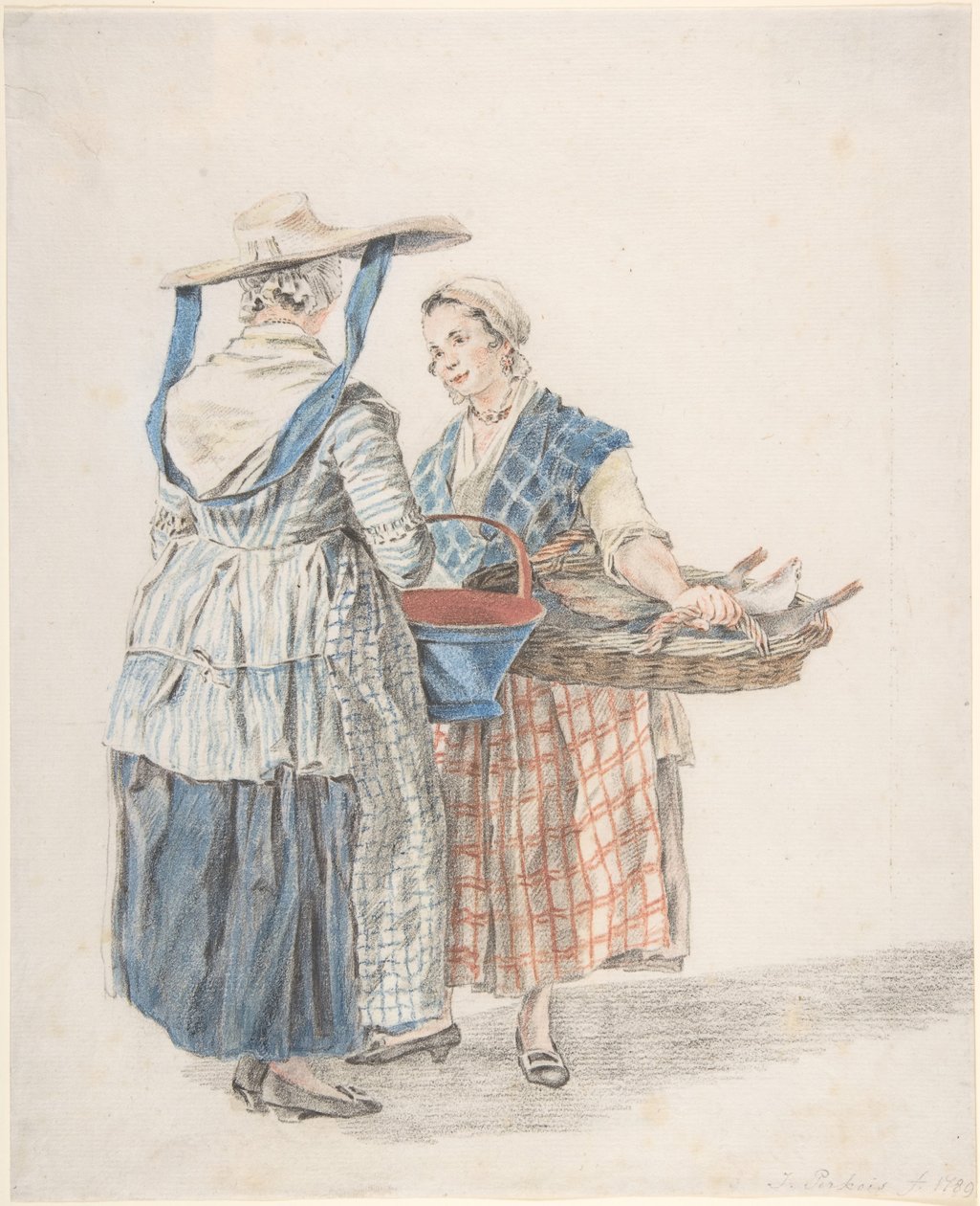 Två marknadskvinnor, 1789. av Jacobus Perkois