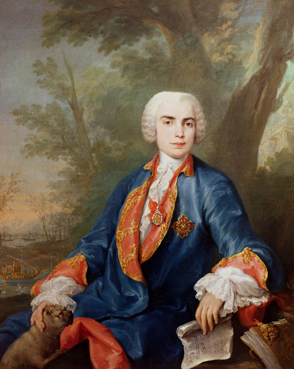 Porträtt av Carlo Broschi, kallad "Il Farinelli", italiensk castratosångare. av Jacopo Amigoni