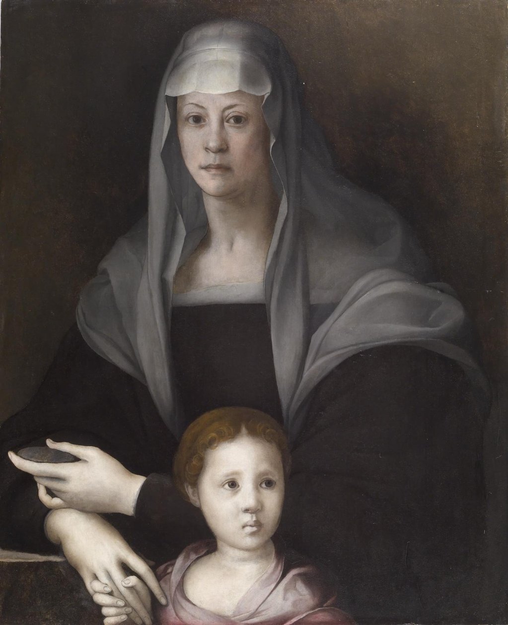 Portrait of Maria Salviati de Medici with Giulia de Medici av Jacopo Carucci