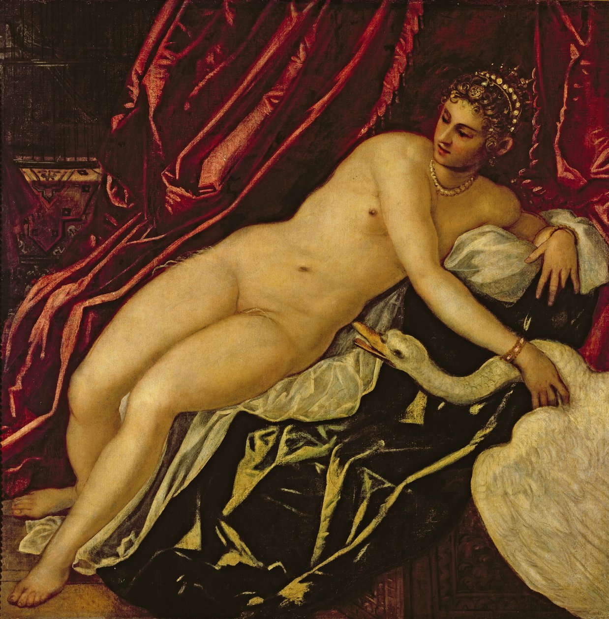Leda och svanen, ca 1545-47 (detalj) av Jacopo Robusti Tintoretto