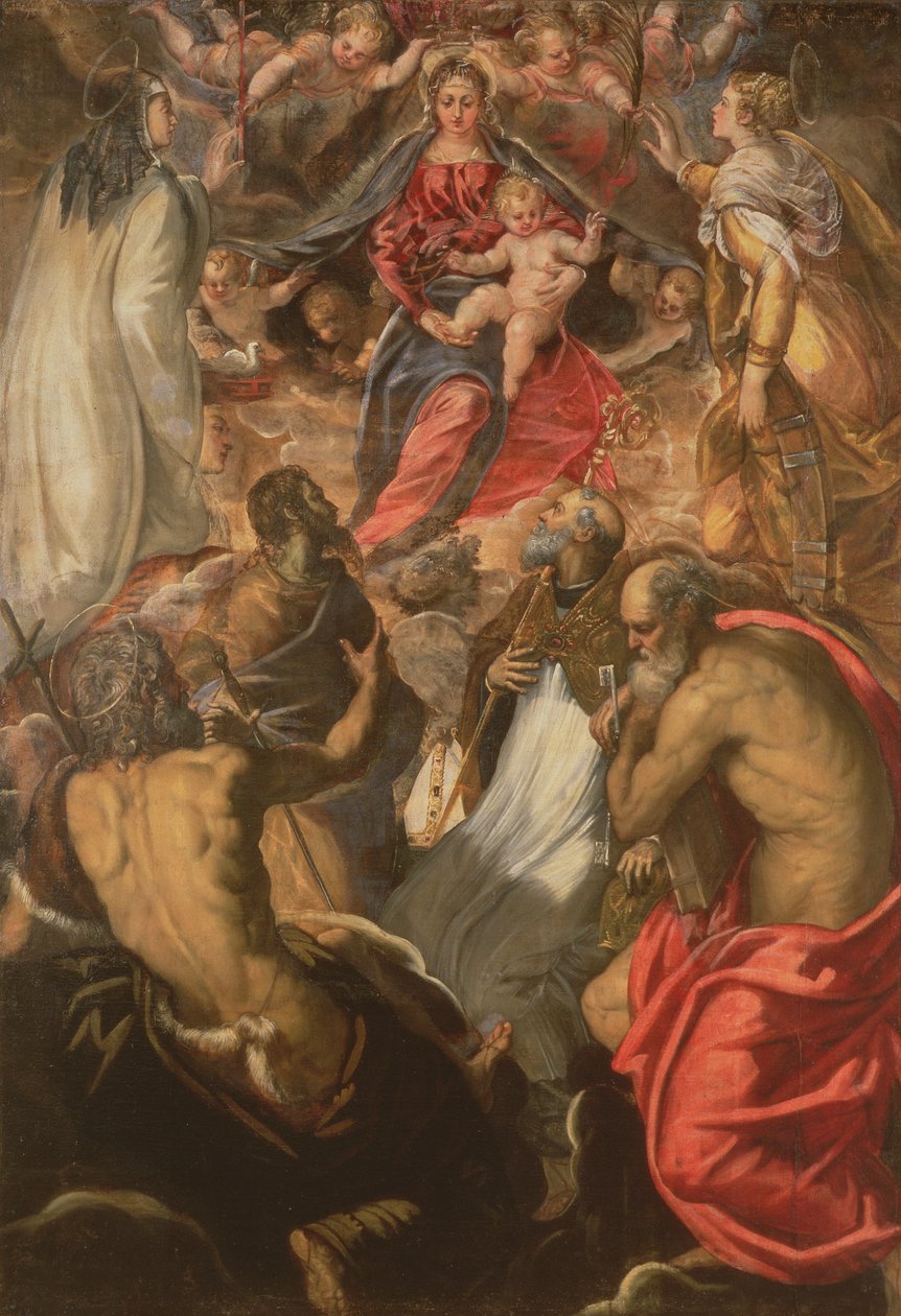 Madonna och barn med helgon av Jacopo Robusti Tintoretto