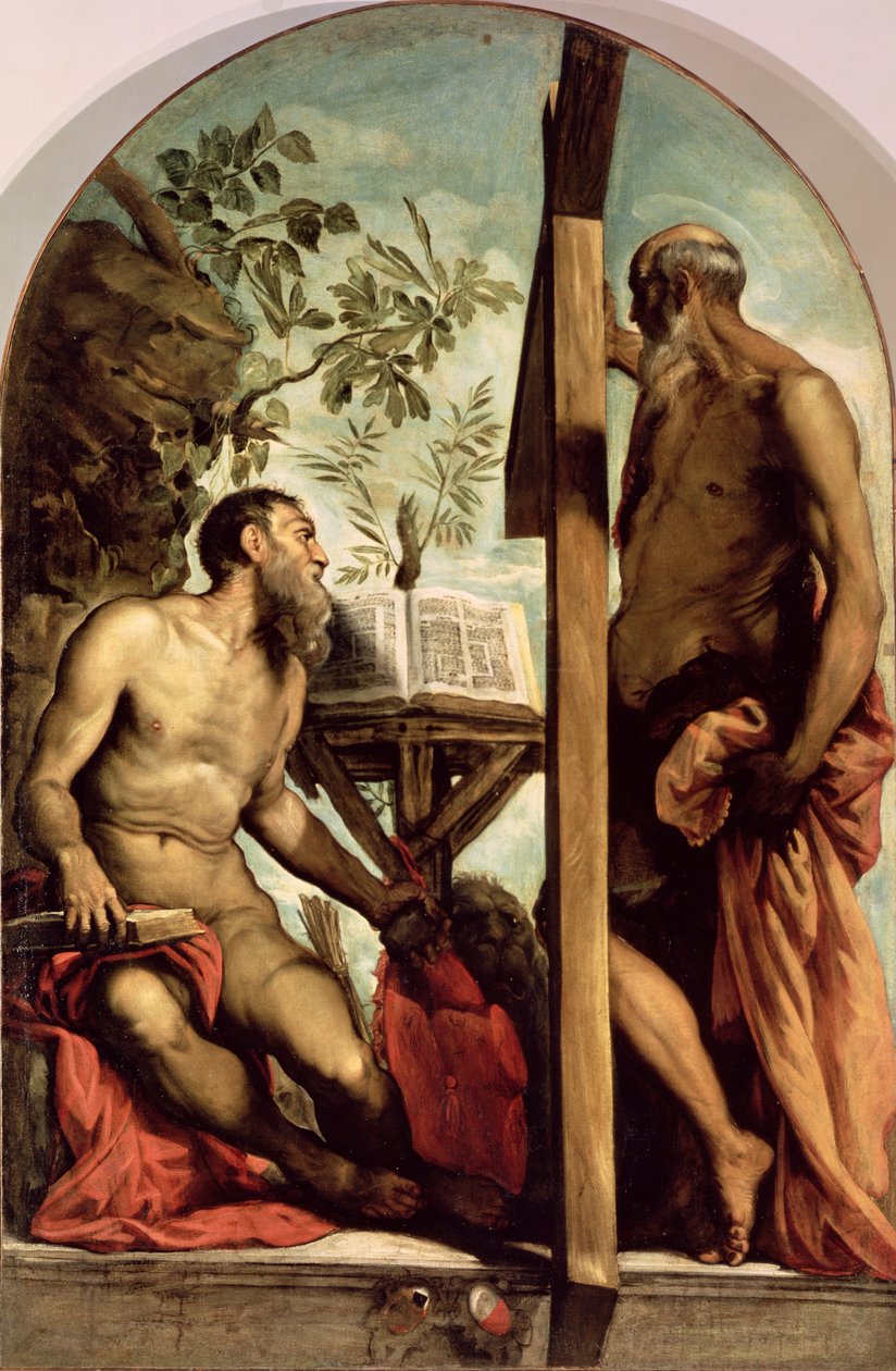 St. Andrew och St. Hieronymus av Jacopo Robusti Tintoretto