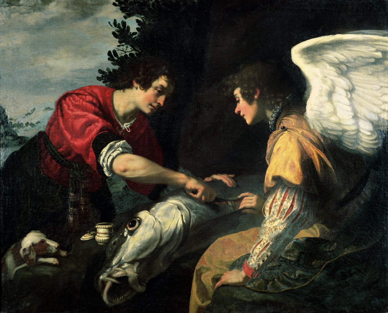 Tobias och ärkeängeln Rafael av Jacopo Vignali