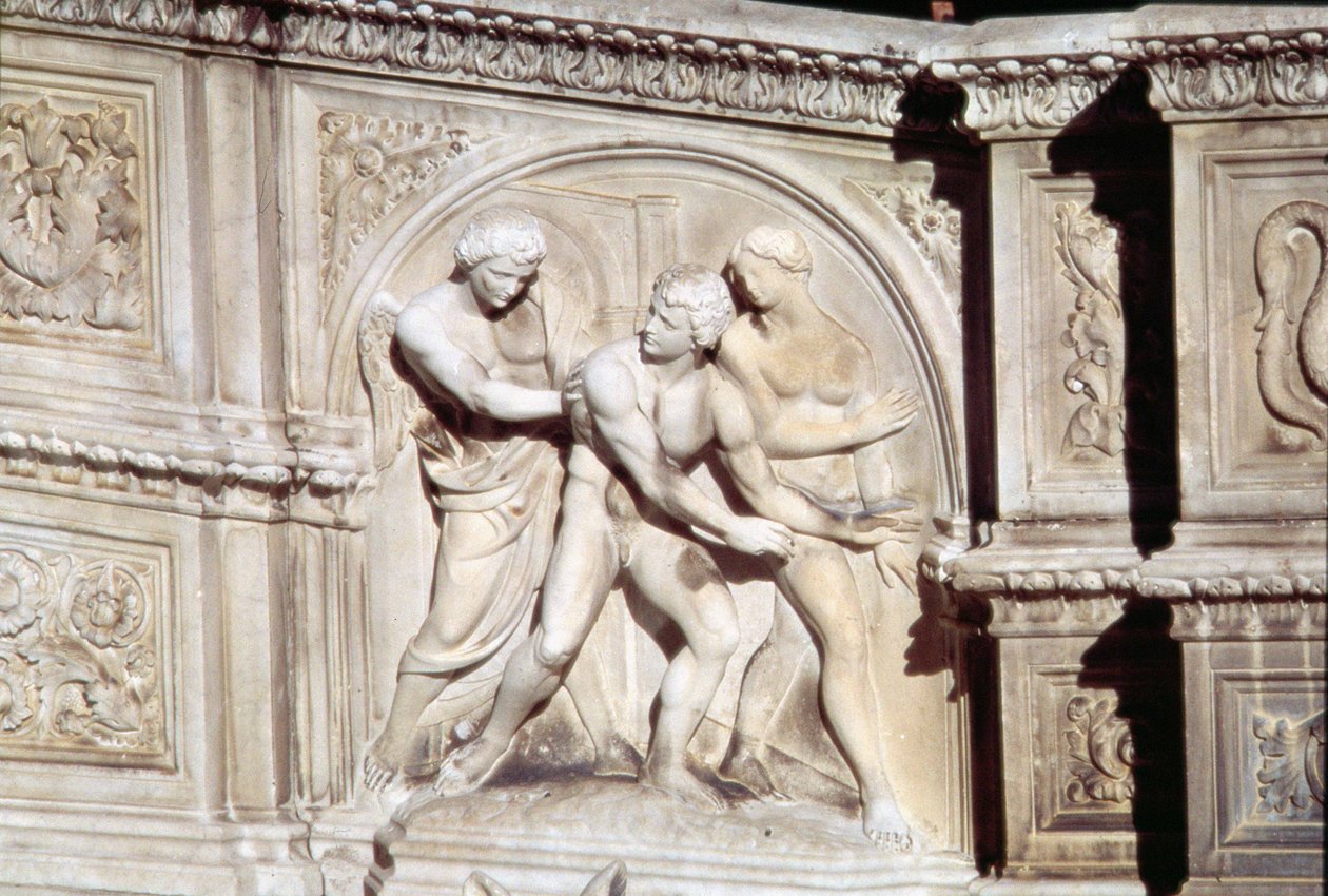 Fonte Gaia (marmor) (detalj) av Jacopo della Quercia
