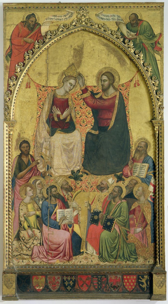 Jungfruns kröning med heliga och profeter, ca 1372 (tempera på panel) av Jacopo di Cione