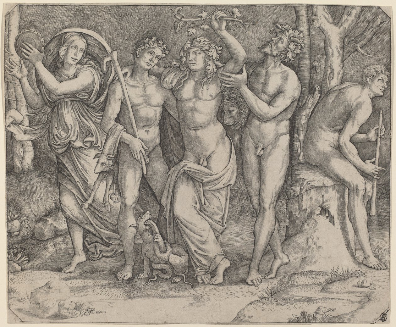 Bacchus och hans skötare av Jacopo Francia