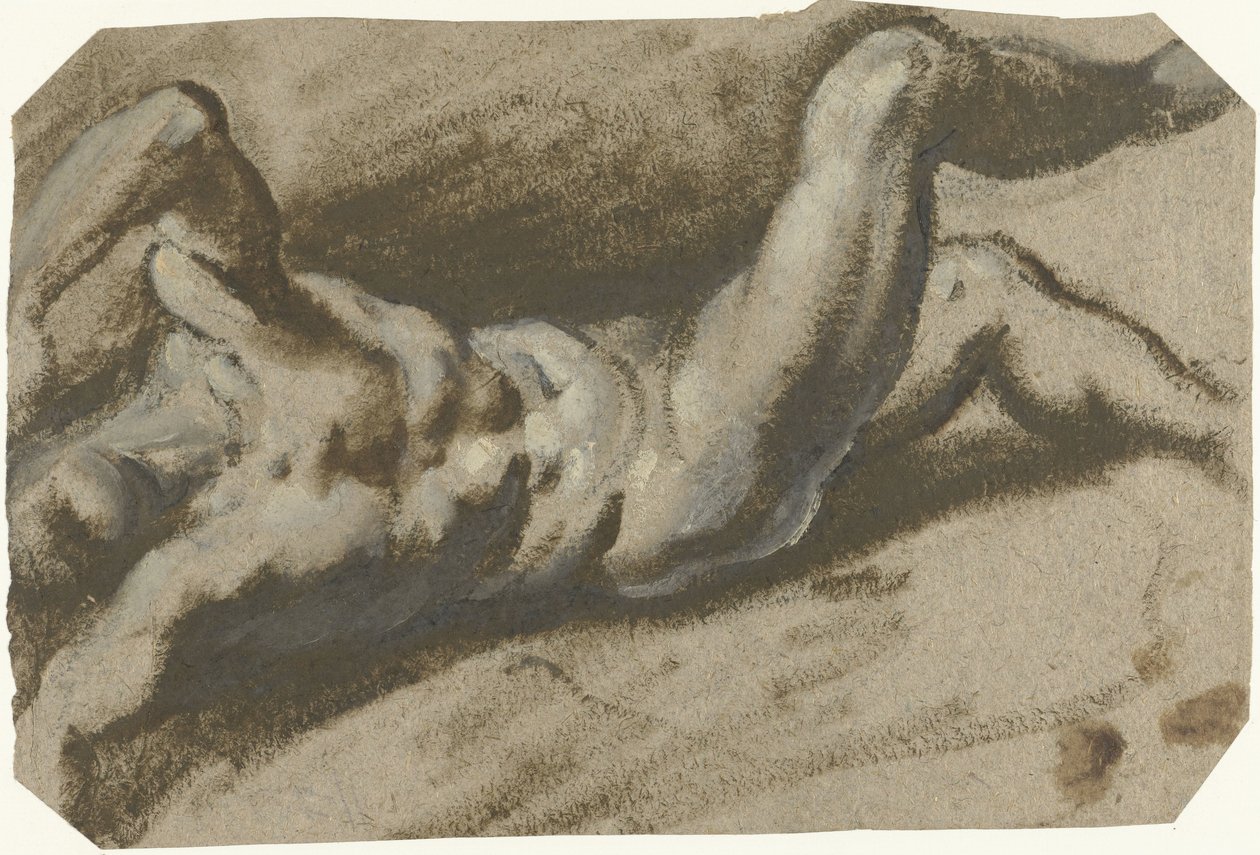 Liggande naken ung man av Jacopo Palma (il Giovane) (attributed to)