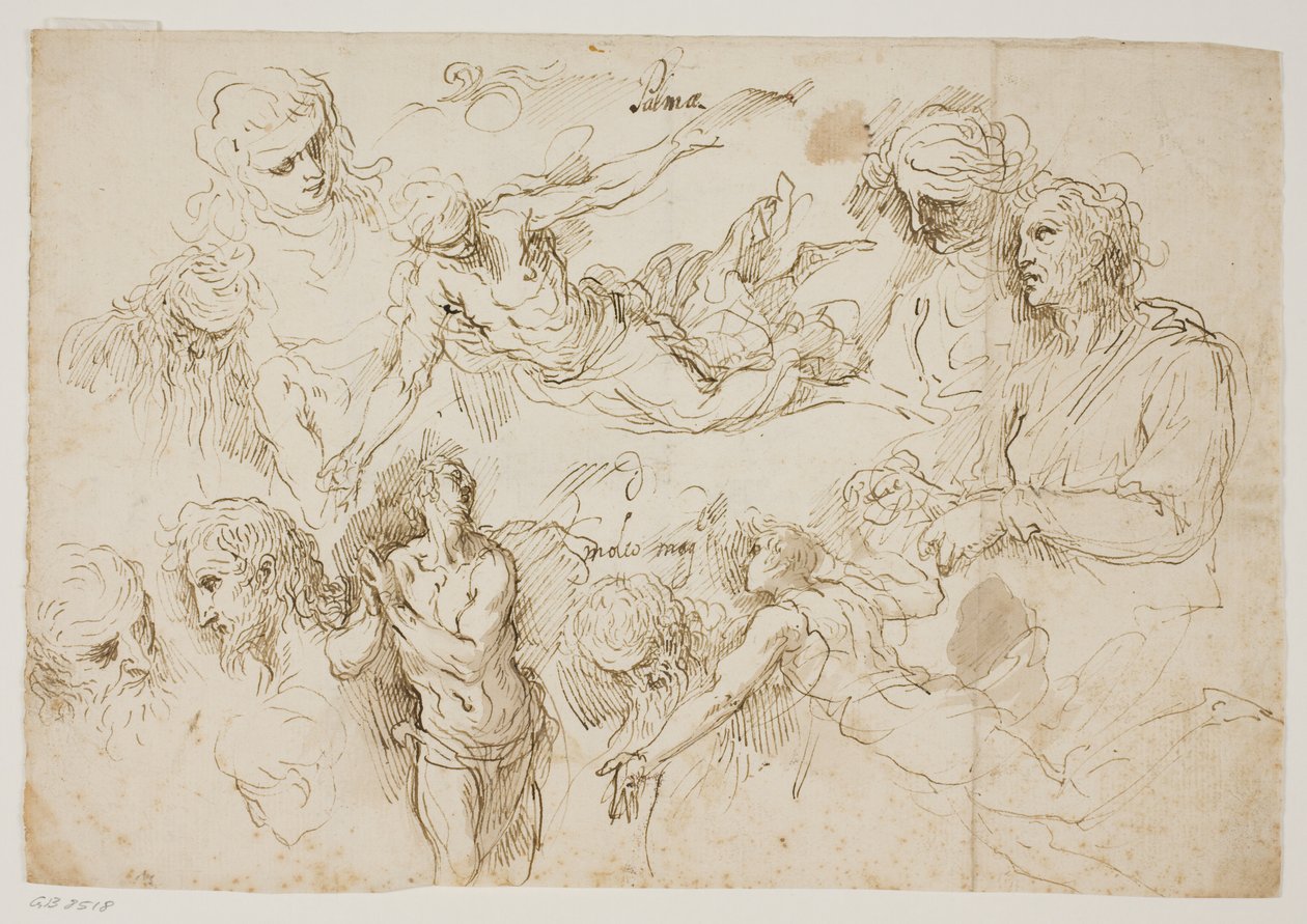 Ark med figurstudier av Jacopo Palma