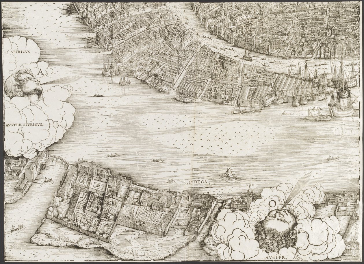 Utsikt över Venedig [nedre vänstra blocket] av Jacopo de