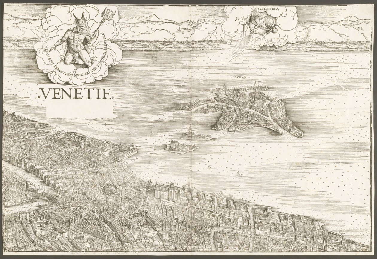 Utsikt över Venedig [övre mittkvarter] av Jacopo de