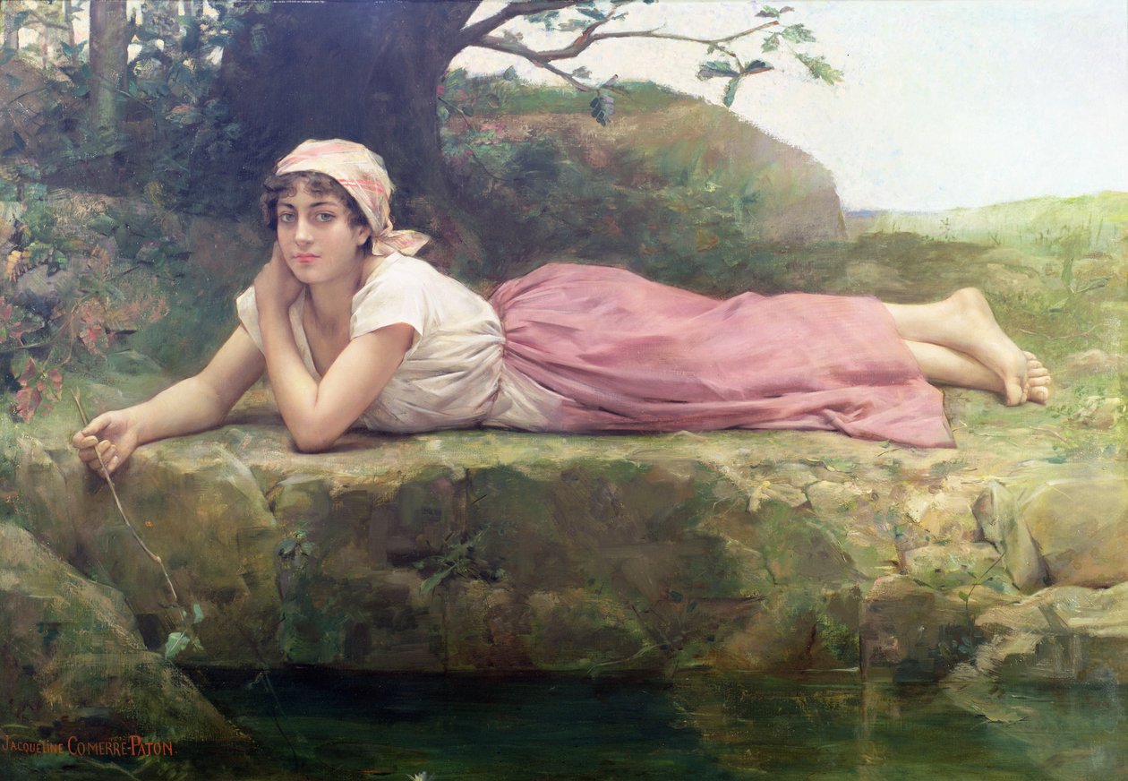 På flodens strand, 1800-talet av Jacqueline Comerre Paton