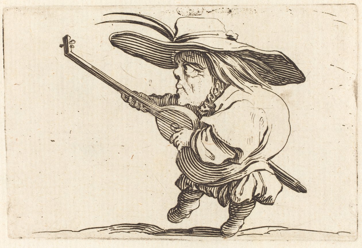 The Lute Player, c.1622 (etsning och gravyr) av Jacques Callot