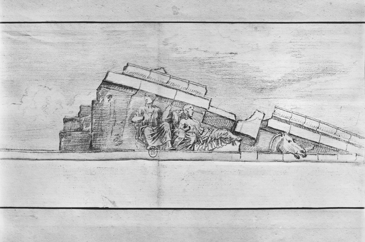Studie av frisen från Parthenons västra fronton av Jacques Carrey