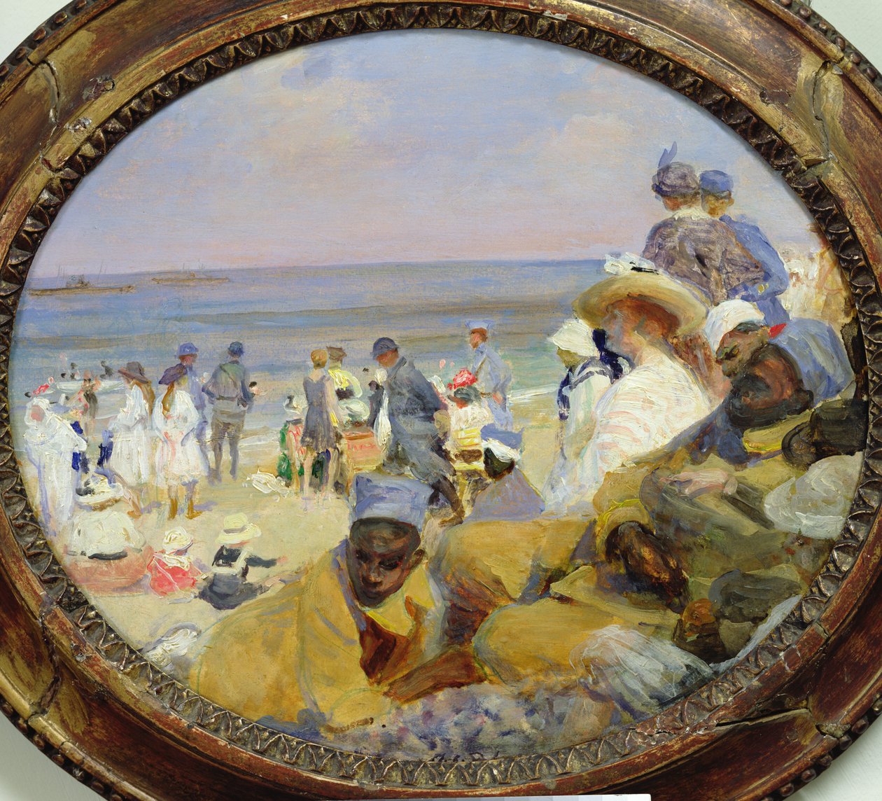 The Beach at Dieppe, 1916 (olja på kort) av Jacques Emile Blanche