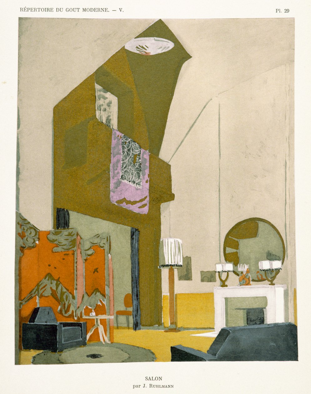 Salon, från "Repertoire of Modern Taste", publicerad 1929 av Jacques Emile Ruhlmann