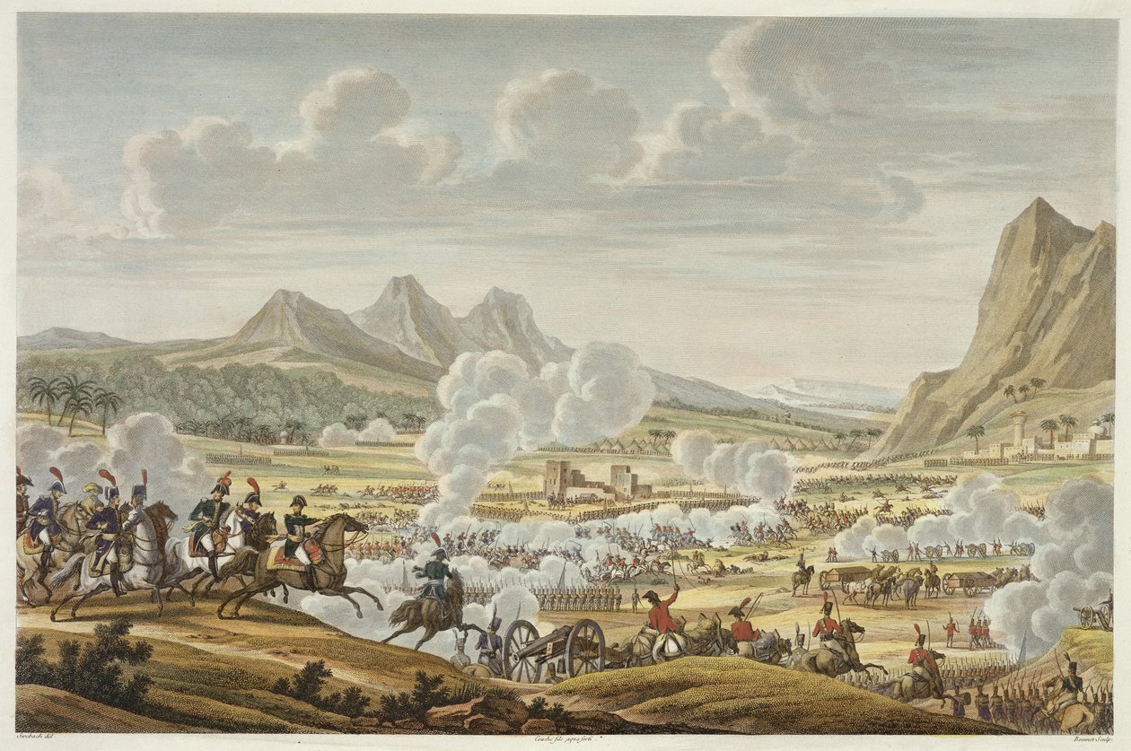Slaget vid Taborberget, 27 Ventose, år 7 (17 februari 1799), graverat av Louis Francois Couche (1782-1849) (akvatint) av Jacques Francois Joseph Swebach