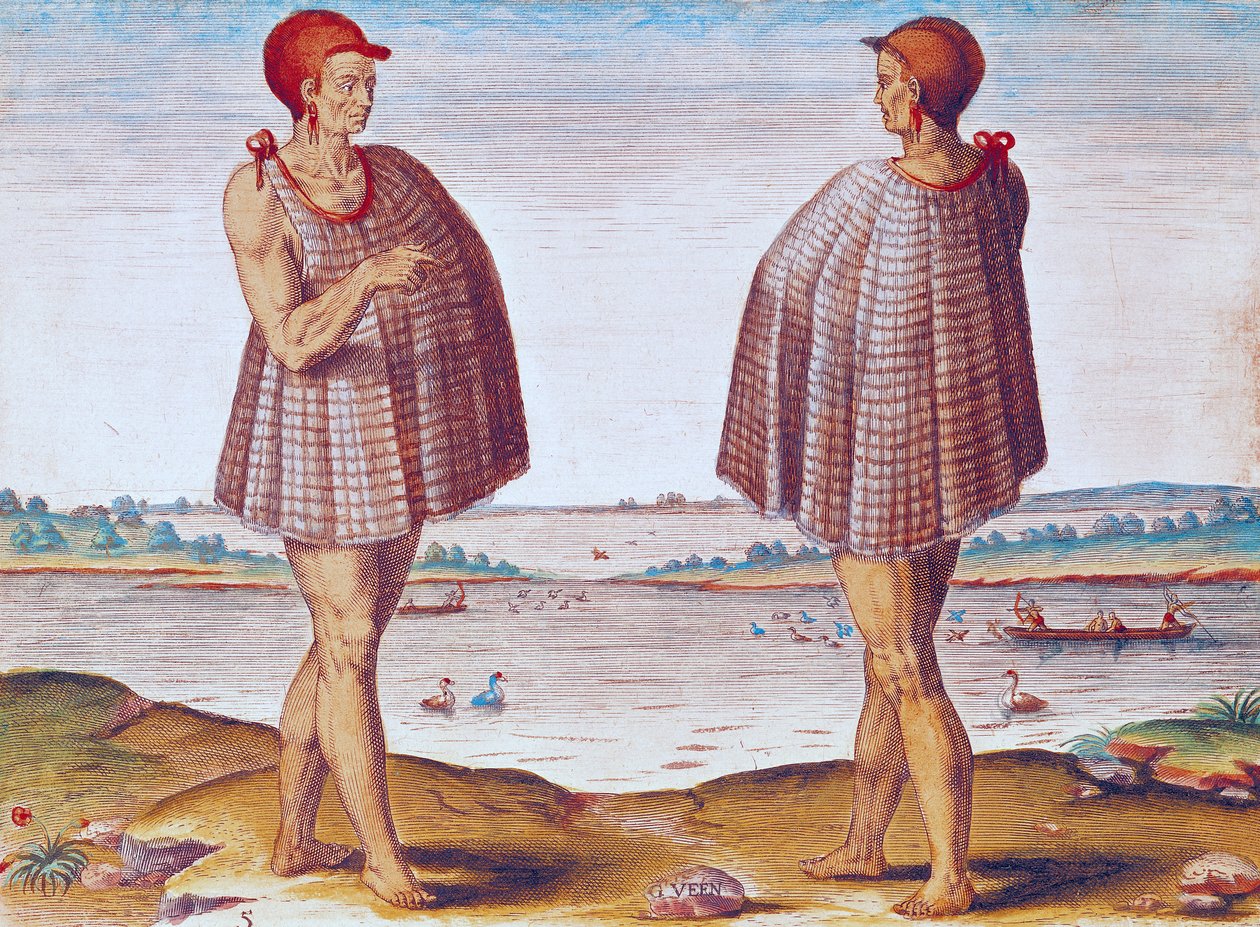 En präst från Secoton i Virginia, ur "Admiranda Narratio...", graverad av Theodore de Bry (1528-88) 1585-88 av Jacques Le Moyne