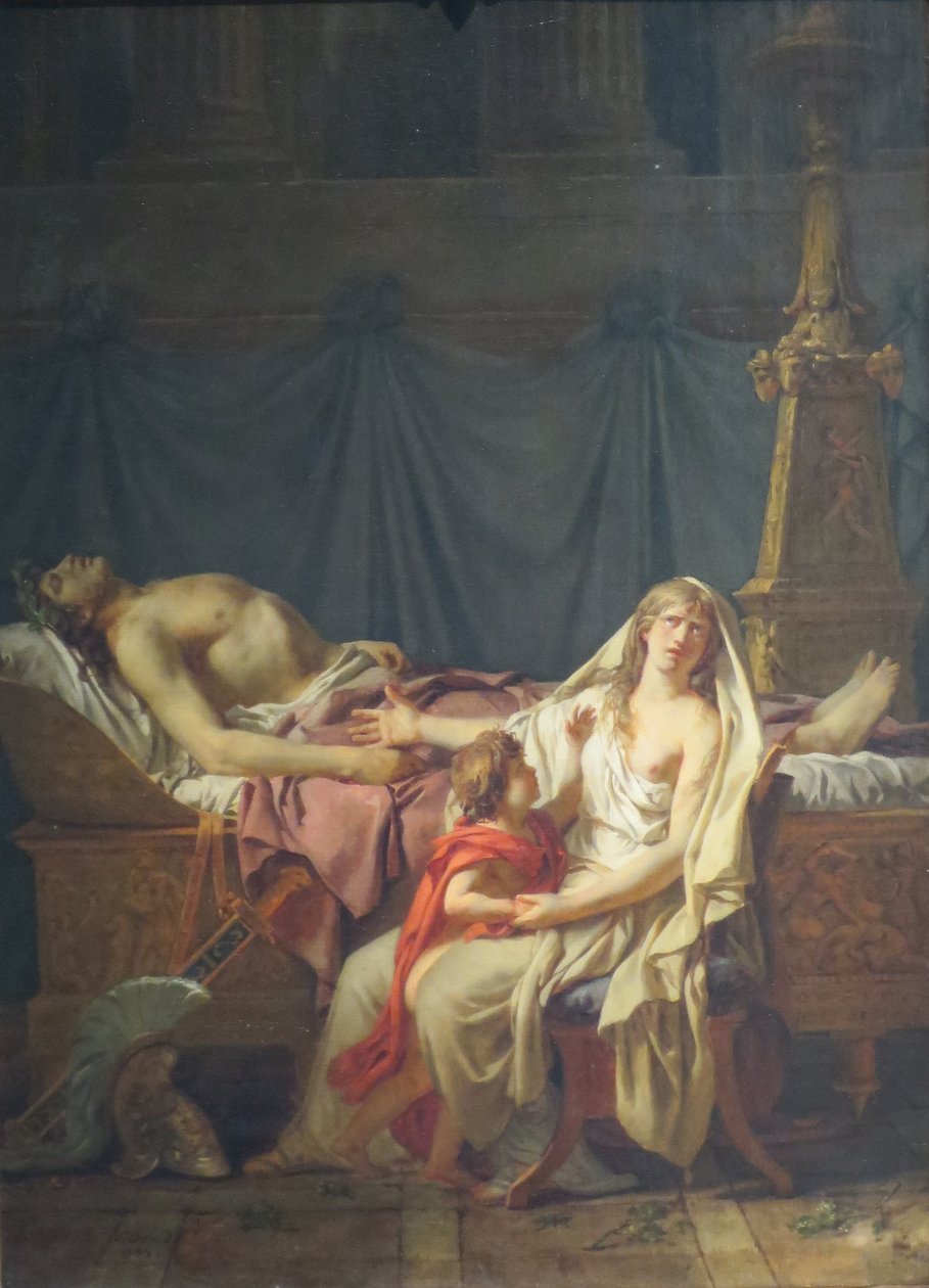  Andromache Mourning Hector  av Jacques Louis David