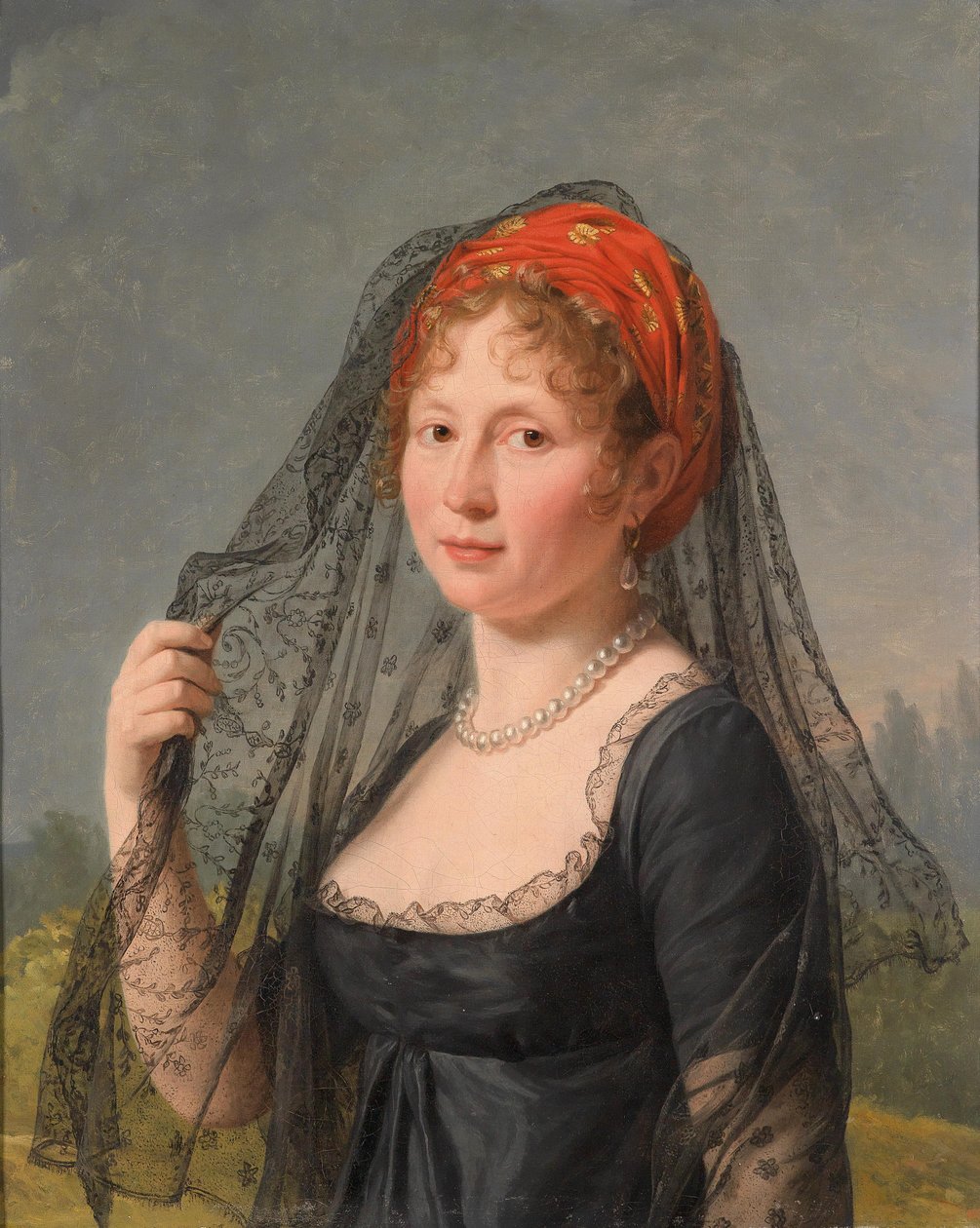 Bildnis einer schwarzgekleideten Dame av Jacques Louis David