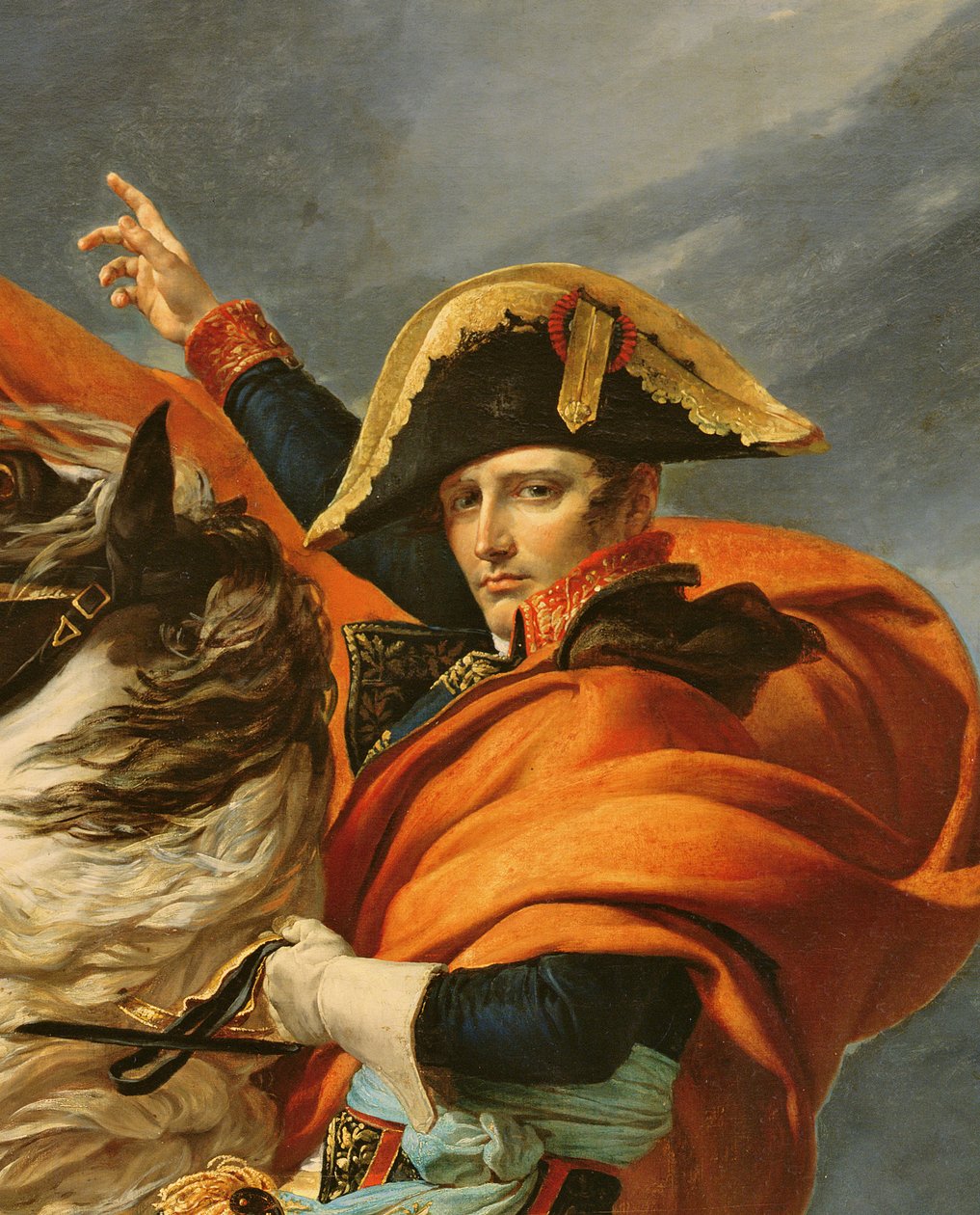 Napoleon korsar Alperna den 20 maj 1800, 1803 (detalj av 101627) av Jacques Louis David