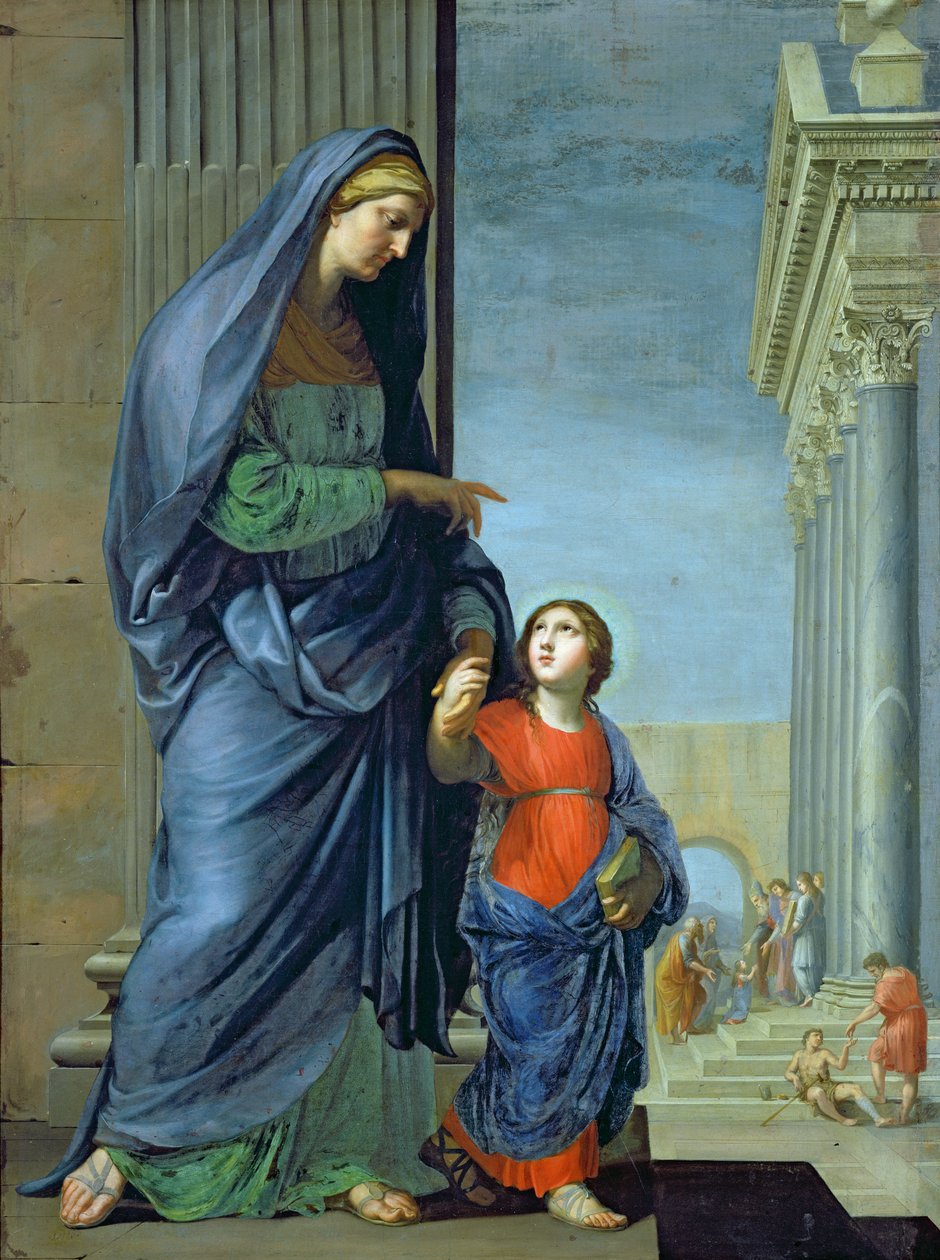 St. Anne som leder jungfrun till templet, ca 1635-45 av Jacques Stella