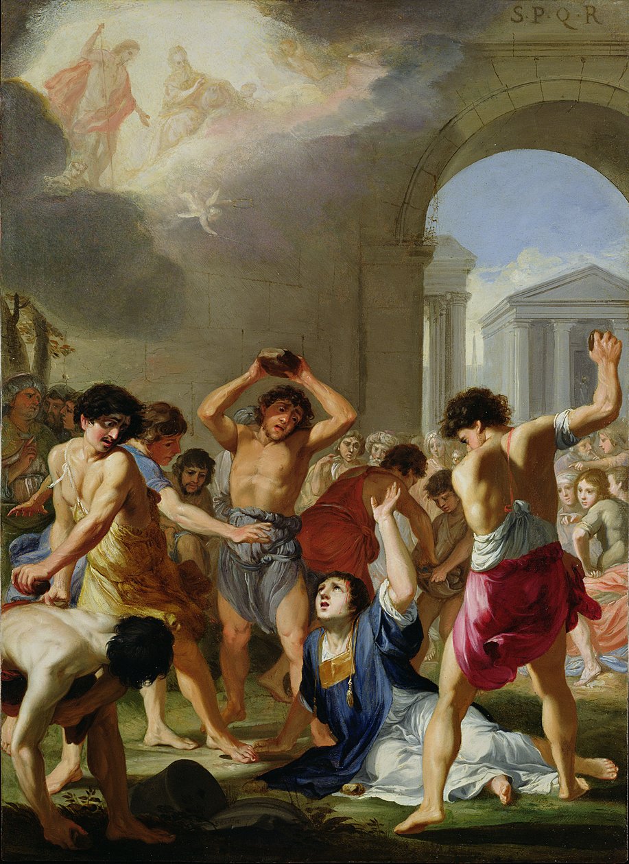 The Martyrdom of St. Stephen, c.1623 (olja på koppar) av Jacques Stella