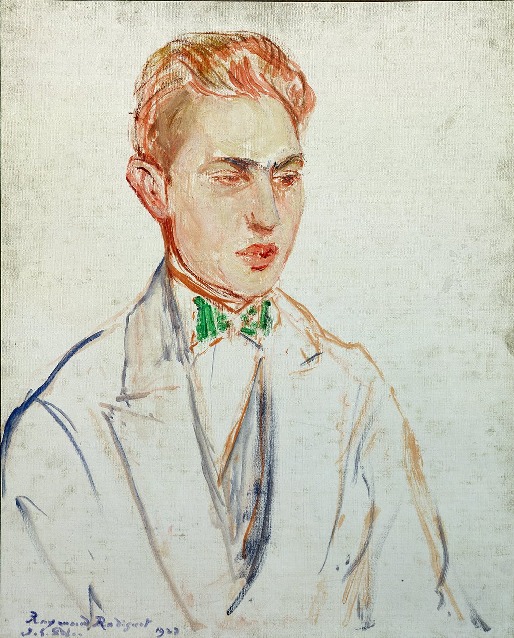Studie för ett porträtt av Raymond Radiguet (1902-23) 1923 (olja på kort) av Jacques Emile Blanche