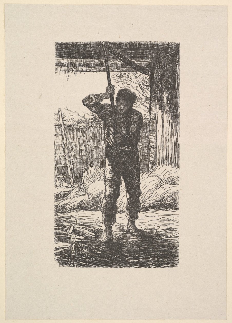 Man som tröskar vete, 1853. av Jacques Adrien Lavieille