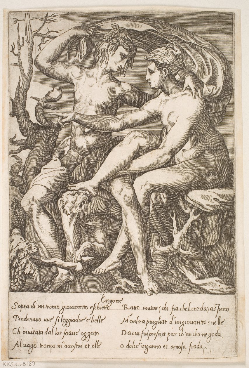 Bacchus och Erigone av Jacques Androuet Ducerceau d.Æ.