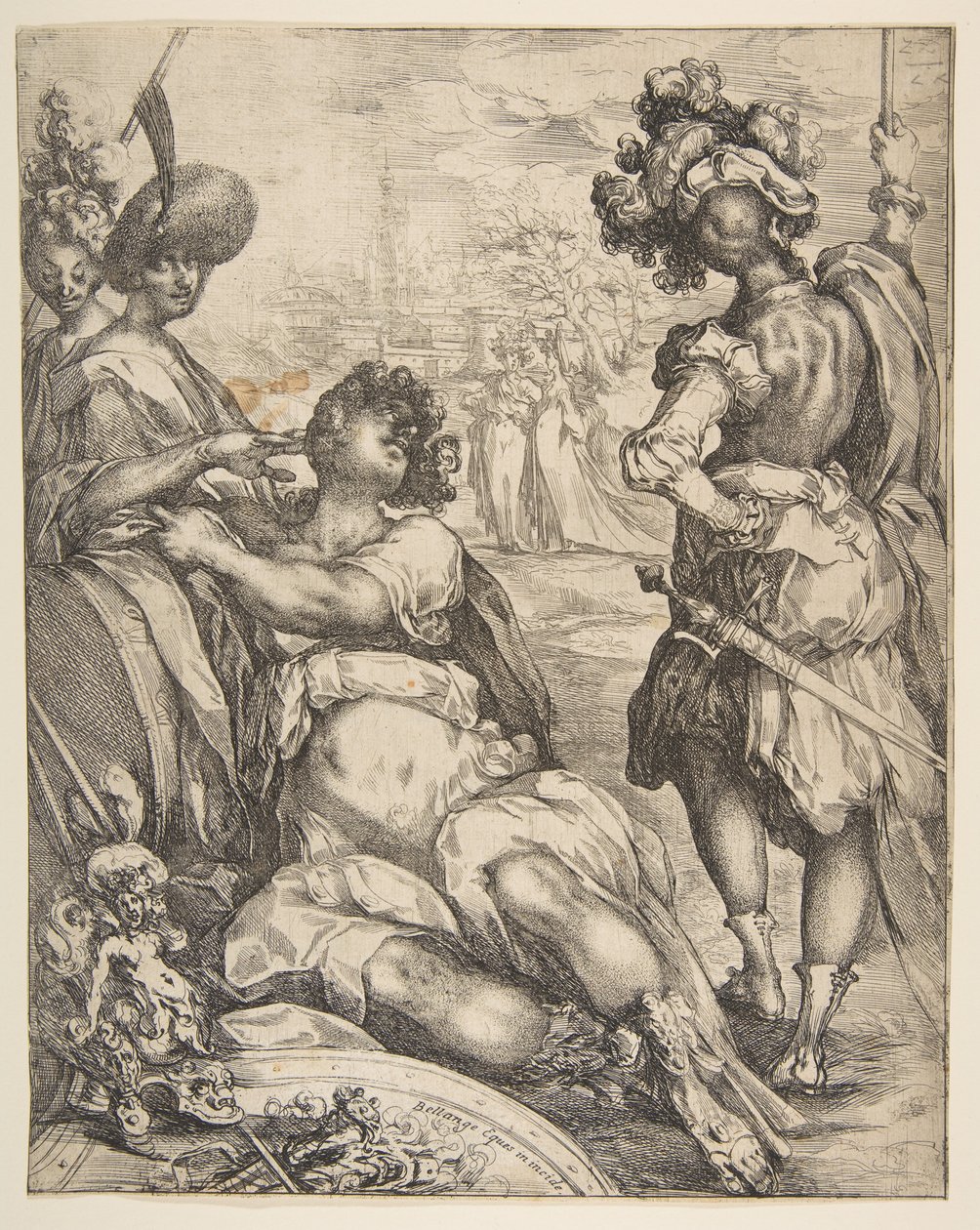 Militärfigurer utanför en stad, 1595-1616. av Jacques Bellange