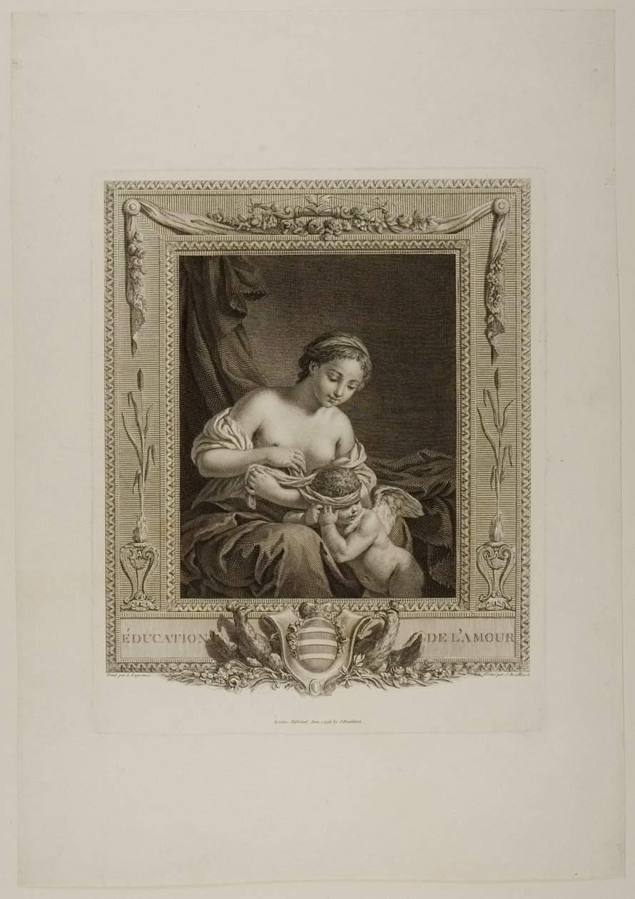 Utbildning av Amor (gravyr) av Jacques Bouillard