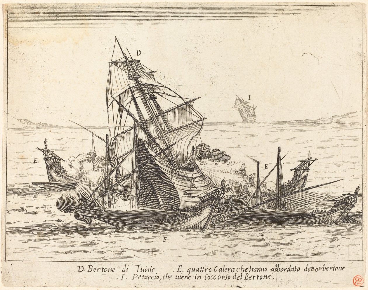 Bording av Bertone, 1617. av Jacques Callot