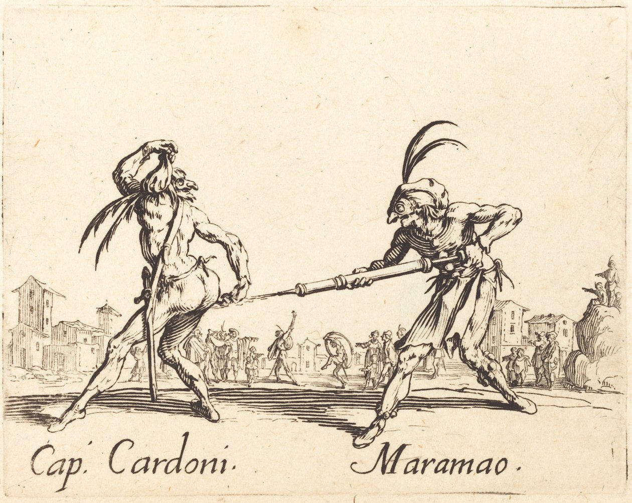 Keps. Cardoni och Maramao, ca. 1622. av Jacques Callot