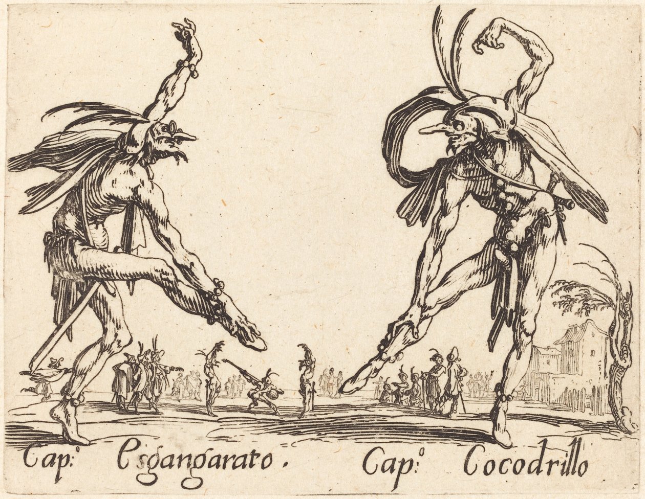 ingen Sgangherato och Cap. krokodil av Jacques Callot
